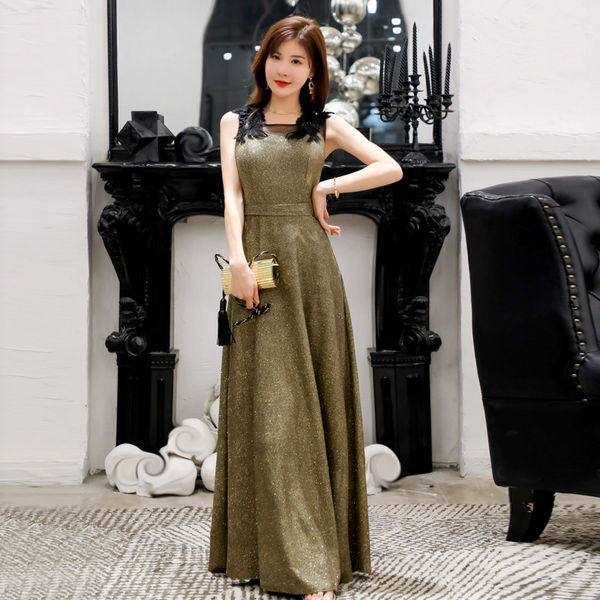 Plus Size Applique Shoulder Evening Dress