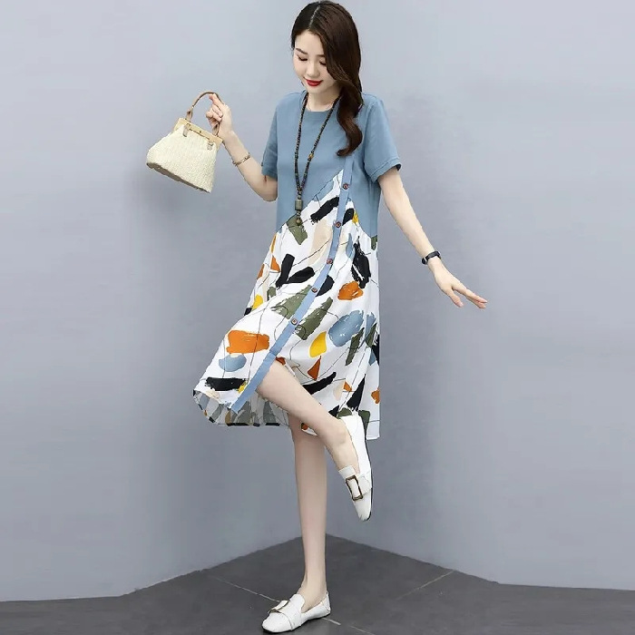 Plus Size Art Print Babydoll Dress