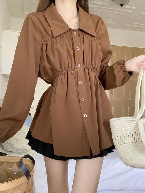 Plus Size Babydoll Peplum Long Sleeve Shirt (Muslimah Friendly)