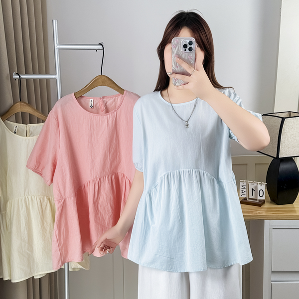 Plus Size Babydoll Short Sleeve Blouse