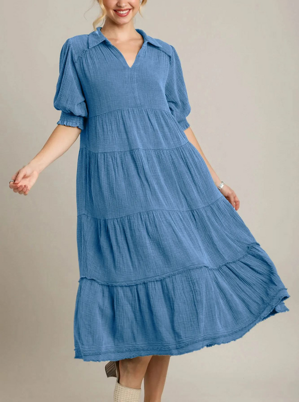Plus Size Babydoll Short Sleeve Shirt Dress