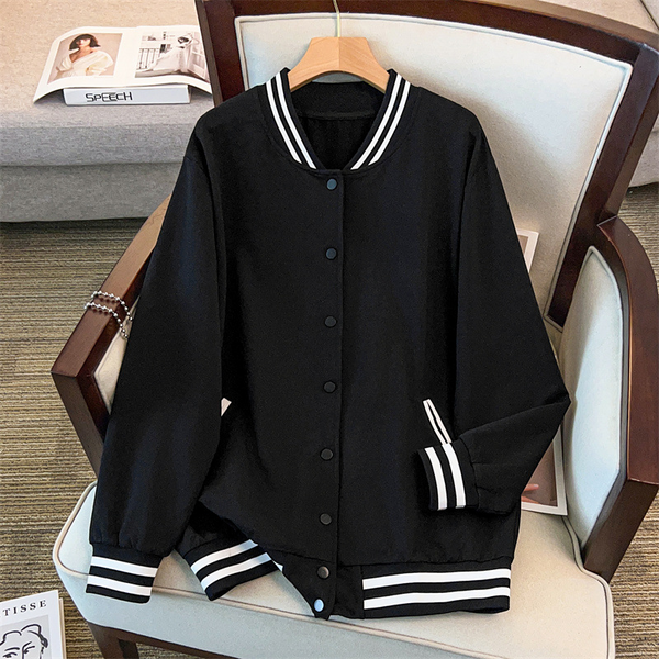 Plus Size Black Baseball Jacket (Extra Big Size)