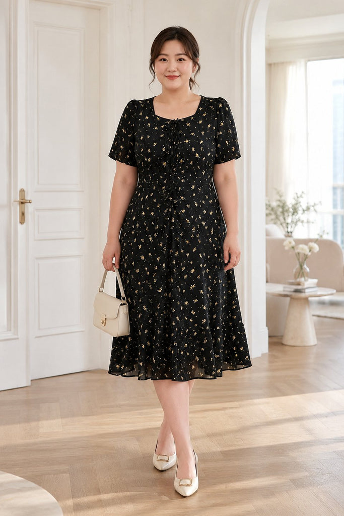 ditsy floral square neck midi dress Ditsy Floral Flutter Cap Sleeve Square Neck Midi Dress