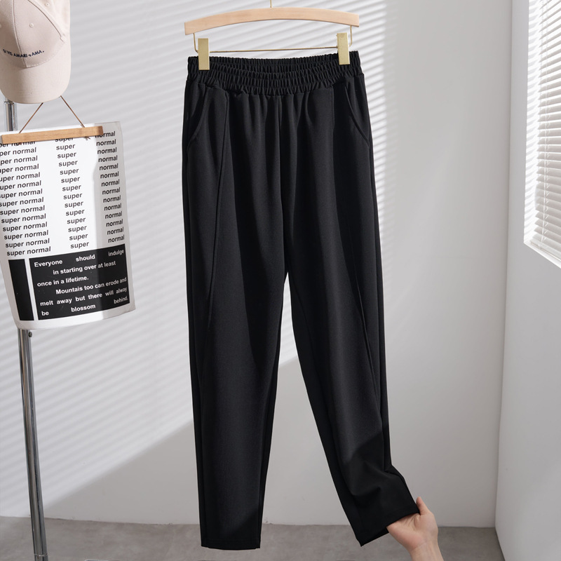 Plus Size Black Elastic Waistband Pants (EXTRA BIG SIZE)