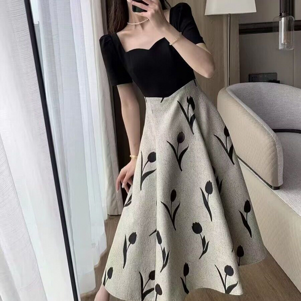 Plus Size Black Floral Sweetheart Fit And Flare Dress Pluspreorder Plus Size Black Floral Sweetheart Fit And Flare Dress Pluspreorder