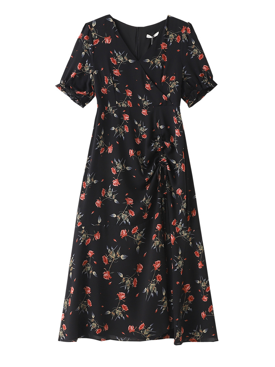 Extra Size Plus Size Black Floral Tea Dress (EXTRA BIG SIZE) β Pluspreorder