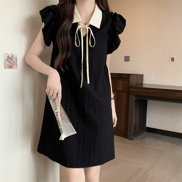 Plus Size Black Frill Cap Sleeve Dress