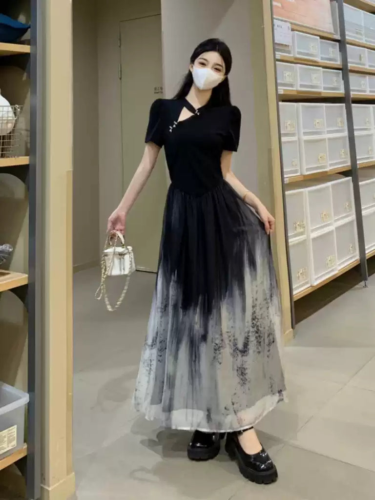 Plus Size Black Goth Chinese Qipao Dress