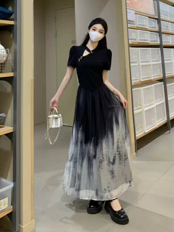 Plus Size Black Goth Chinese Qipao Dress