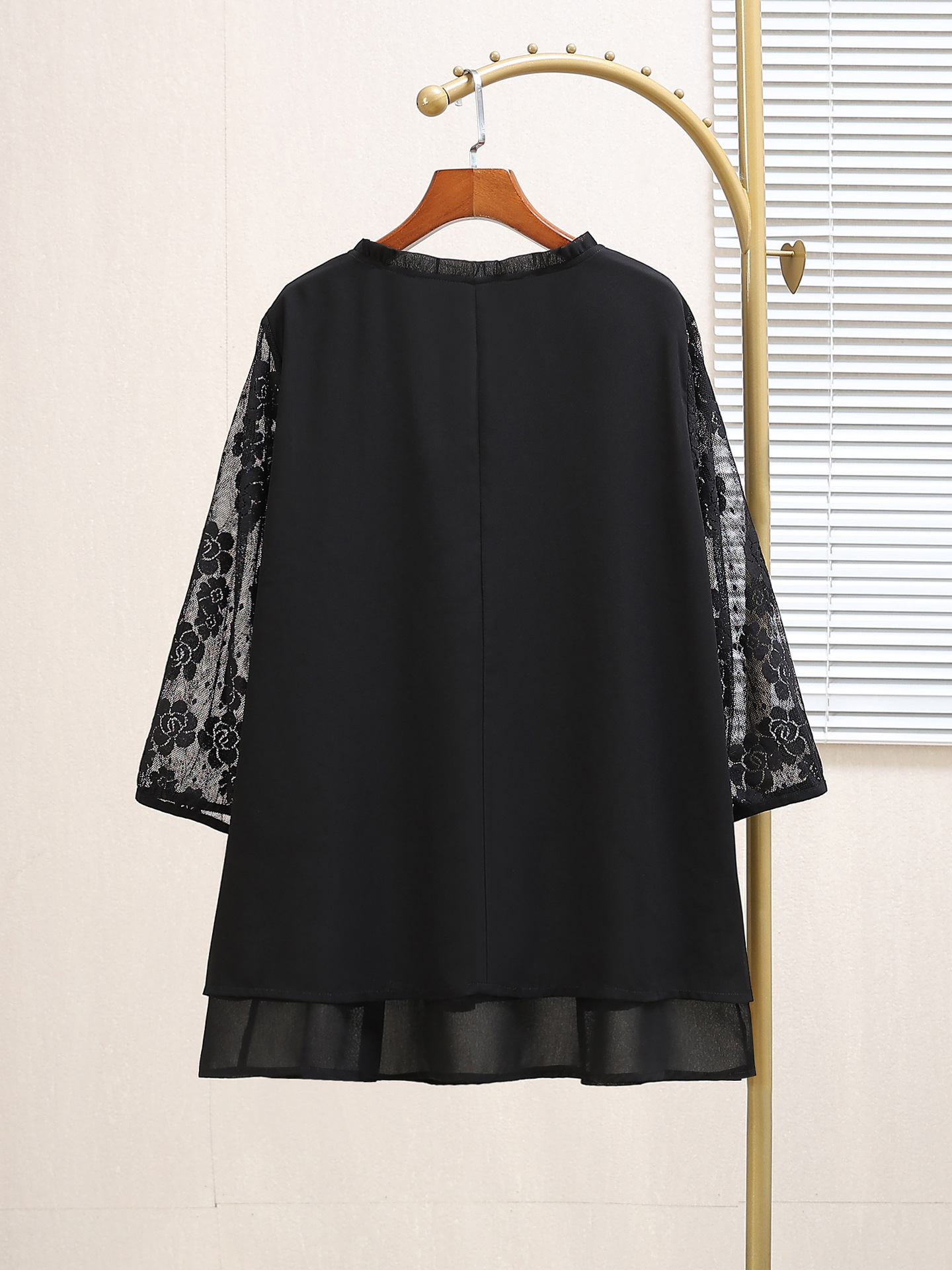 Plus Size Black Lace 3/4 Sleeve Blouse (Extra Big Size) – Pluspreorder