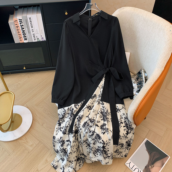 Plus Size Black Midi Shirt Dress (EXTRA BIG SIZE)