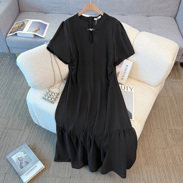 Plus Size Black Modern Qipao Dress (EXTRA BIG SIZE)