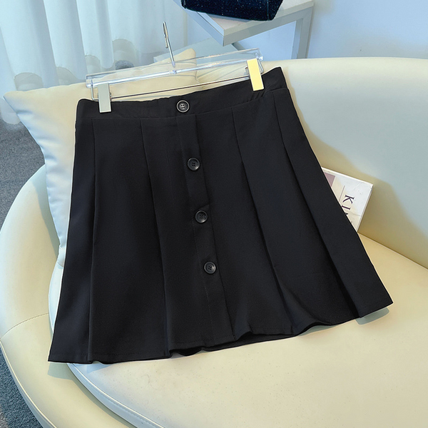 Plus Size Black Pleated Mini Skirt (EXTRA BIG SIZE)