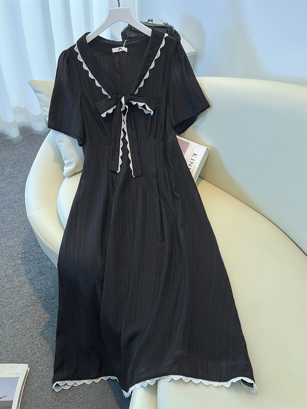 Plus Size Black Sailor Shirt Dress (EXTRA BIG SIZE)