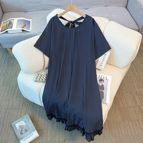 Plus Size Black Scoop Neck A Line Dress (EXTRA BIG SIZE)