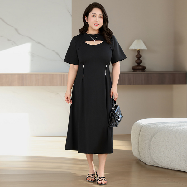 Extra Size Plus Size Black Sexy Short Sleeve Dress (EXTRA BIG SIZE) β Pluspreorder