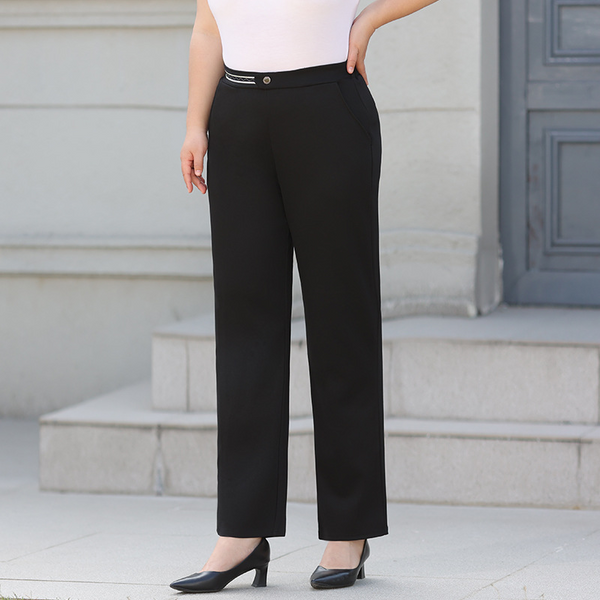 Plus Size Black Straight Trousers