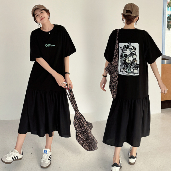 Plus Size Black Streetwear T Shirt Dress