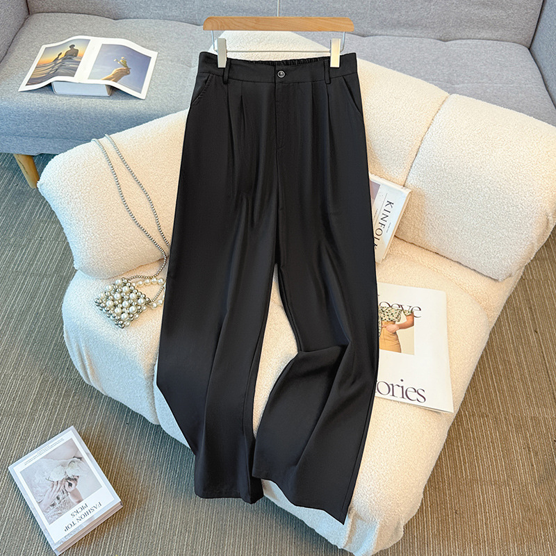 Plus Size Black Stretch Band Long Trouser Pants (Extra Big Size)
