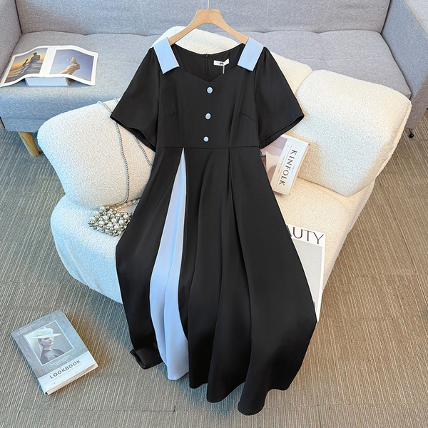 Plus Size Blue Black Shirt Dress (EXTRA BIG SIZE)