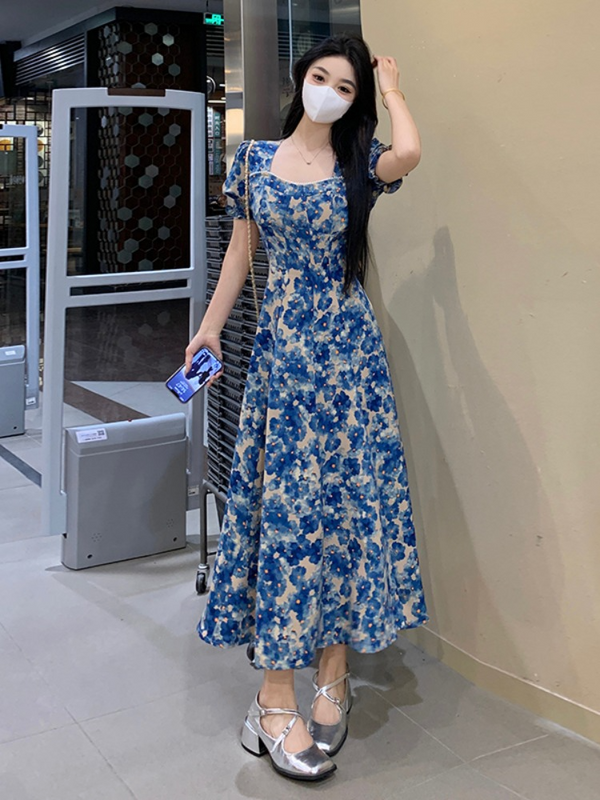 Plus Size Blue Bustier Floral Fit And Flare Dress Pluspreorder Plus Size Blue Bustier Floral Fit And Flare Dress Pluspreorder