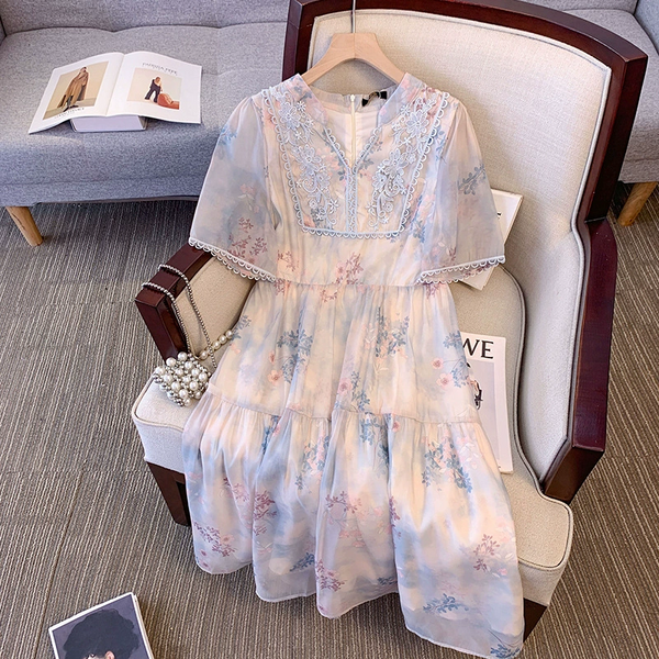 Plus Size Blue Embroidery Floral Midi Boho Dress (EXTRA BIG SIZE) Pluspreorder Plus Size Blue Embroidery Floral Midi Boho Dress (EXTRA BIG SIZE) Pluspreorder