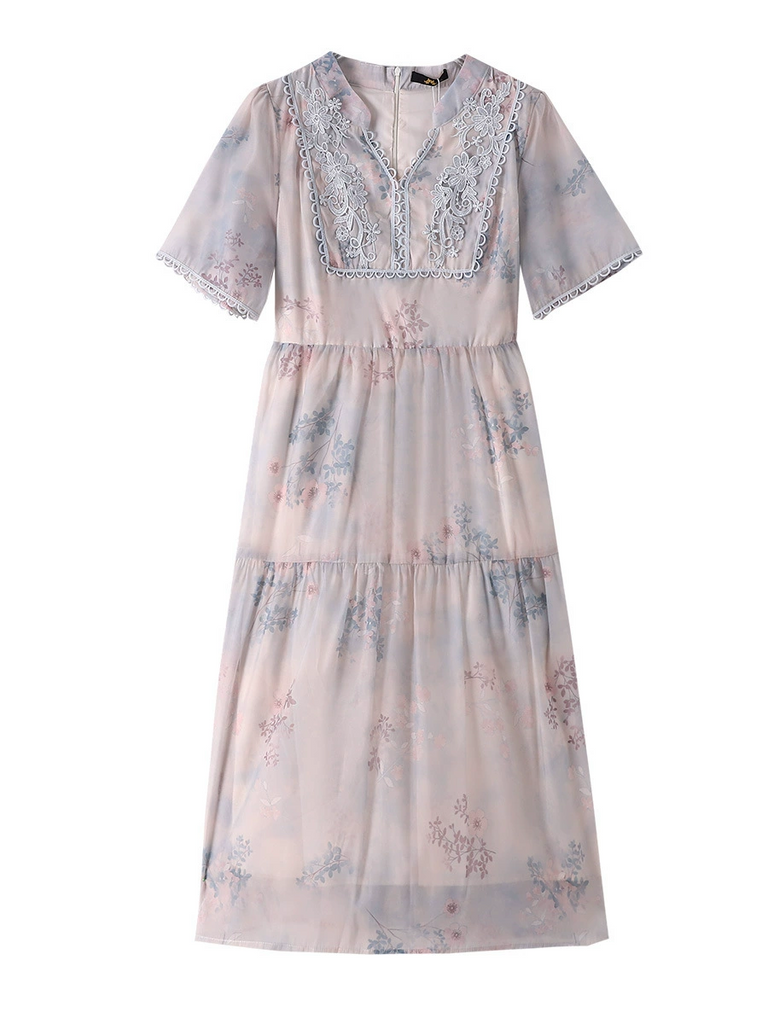 Plus Size Blue Embroidery Floral Midi Boho Dress (EXTRA BIG SIZE)   Pluspreorder