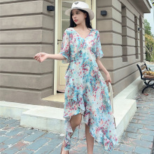 Plus Size Blue Floral Chiffon Midaxi Dress (EXTRA BIG SIZE)