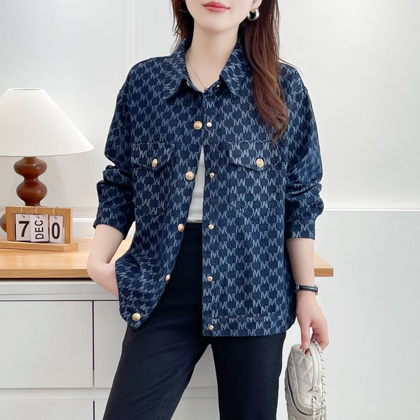 Plus Size Blue Repeat Monogram Denim Jacket