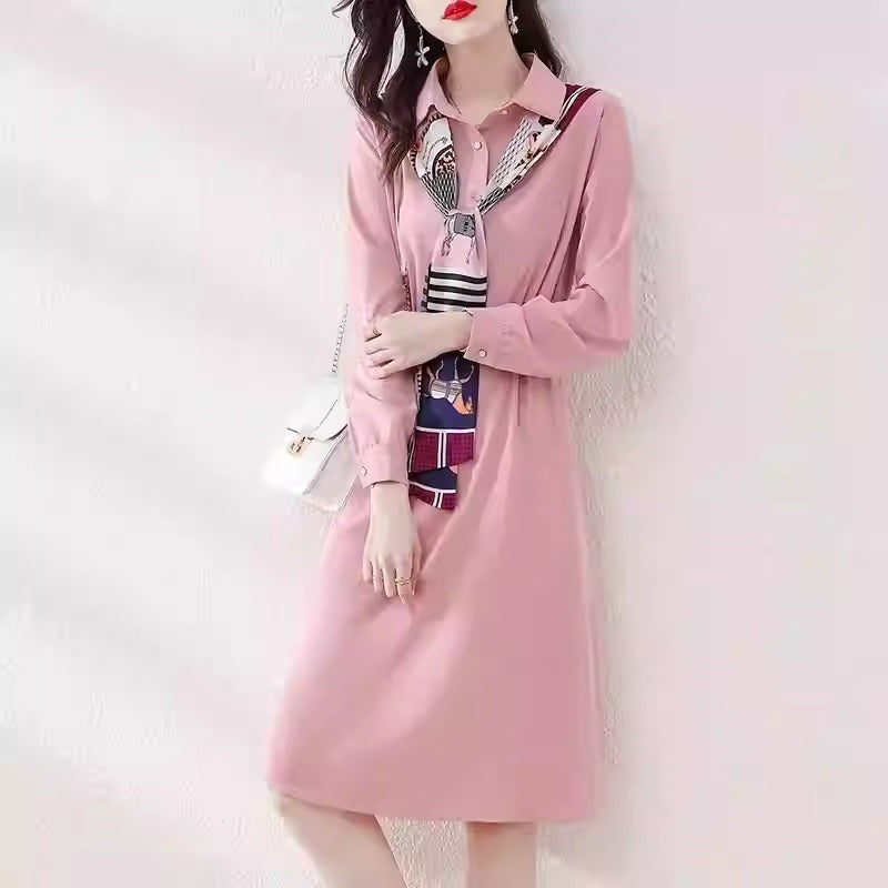 Plus Size Blush Pink Long Sleeve Shirt Dress