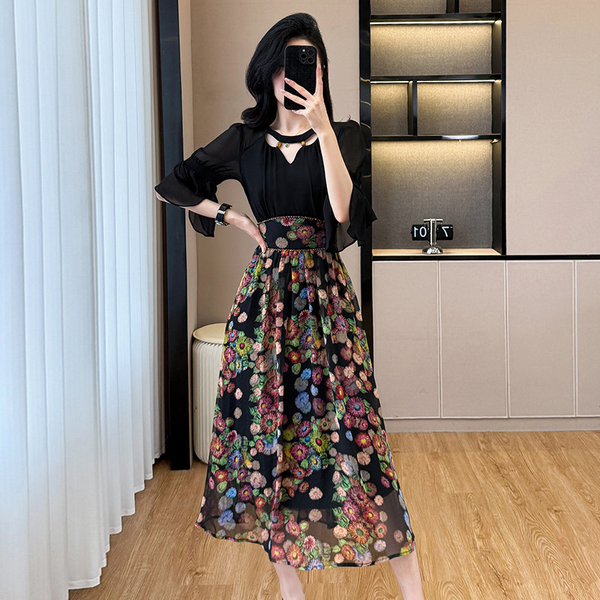 Plus Size Bohemian Chiffon Office Dress