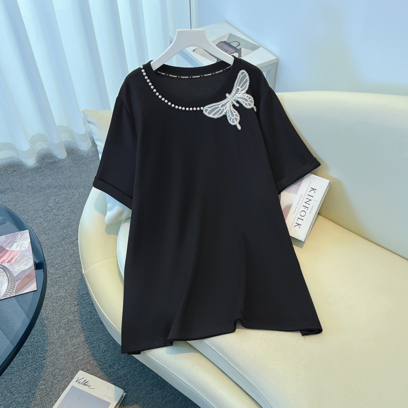 Plus Size Butterfly Black T Shirt (Extra Big Size)