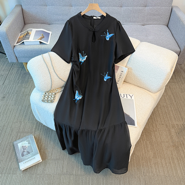 Plus Size Butterfly Cheongsam Dress (EXTRA BIG SIZE)