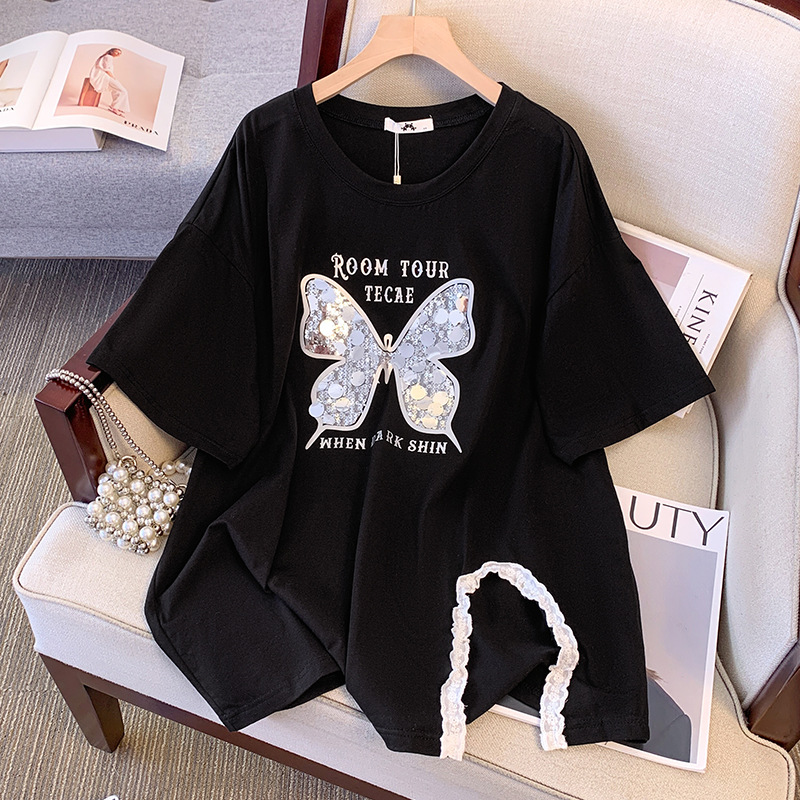 Plus Size Butterfly Long Length Tee (EXTRA BIG SIZE)