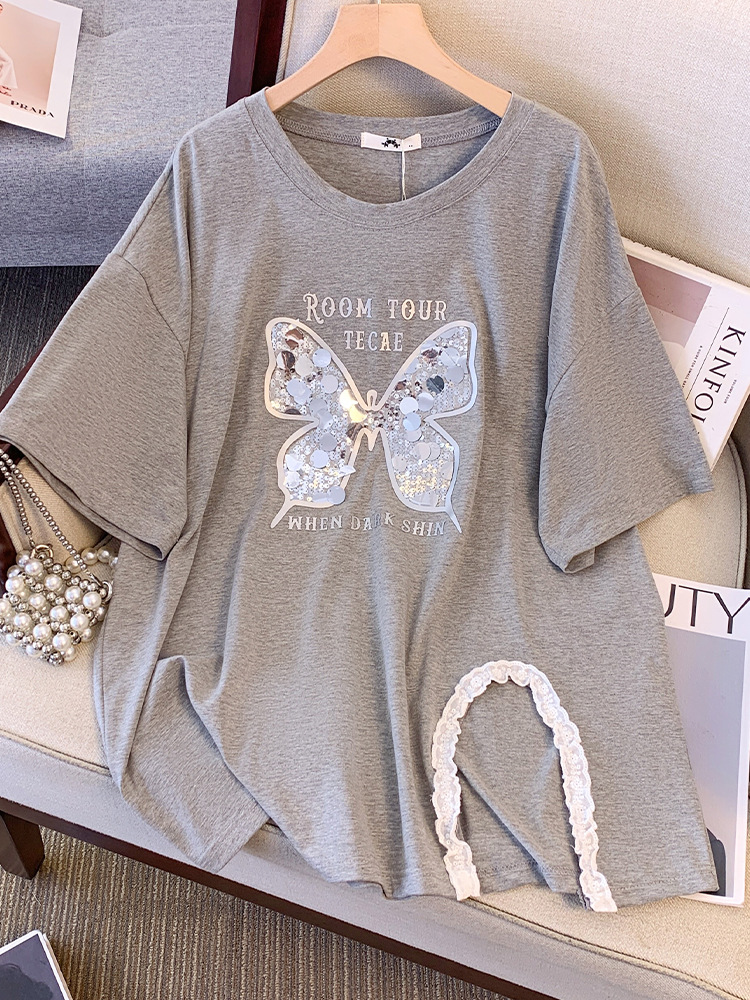 Plus Size Butterfly Long Length Tee (EXTRA BIG SIZE) – Pluspreorder