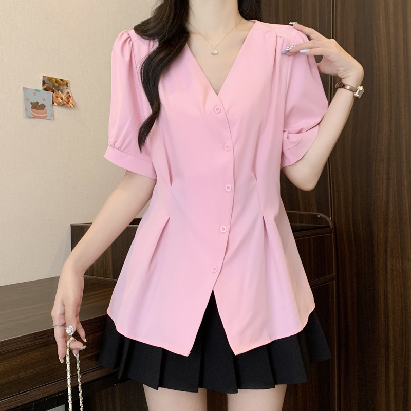 Plus Size Button Peplum Short Sleeve Top