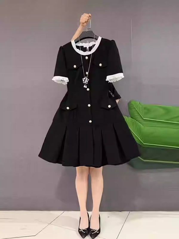 Plus Size Chanel-esque A Line Short Sleeve Dress