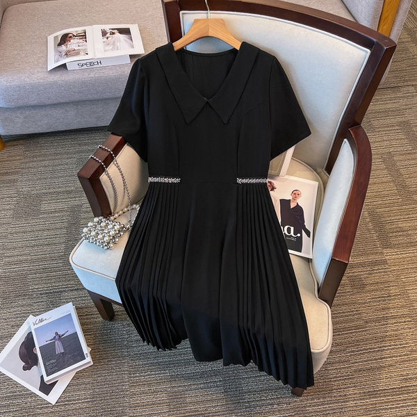Plus Size Chanel-Esque Black Shirt Dress (EXTRA BIG SIZE)