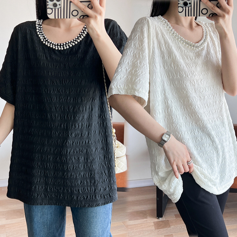 Plus Size Chanelesque Pearl Round Neck Tunic (EXTRA BIG SIZE)
