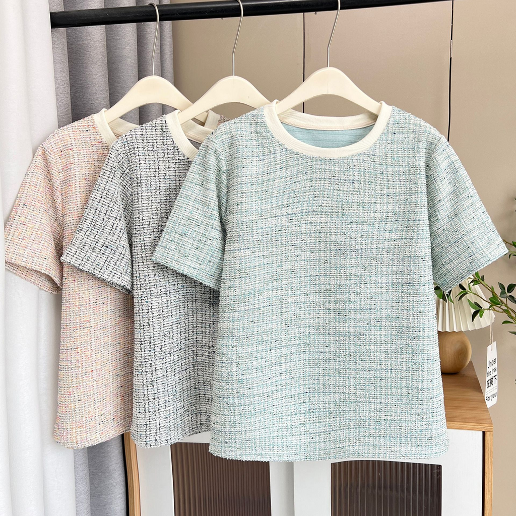 Plus Size Chanelesque Ringer Short Sleeve Blouse