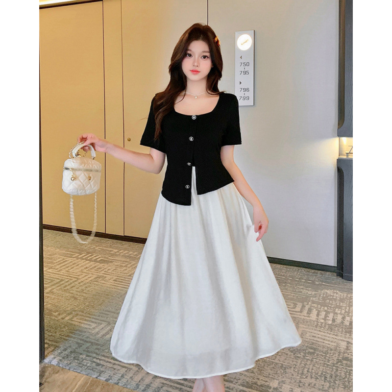 Plus Size Chanelesque Square Neck A Line Dress