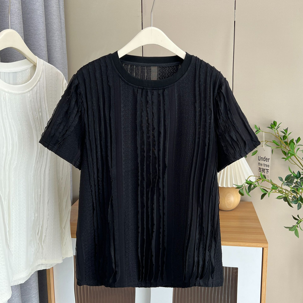 Plus Size Chanelesque Textured Ringer Blouse