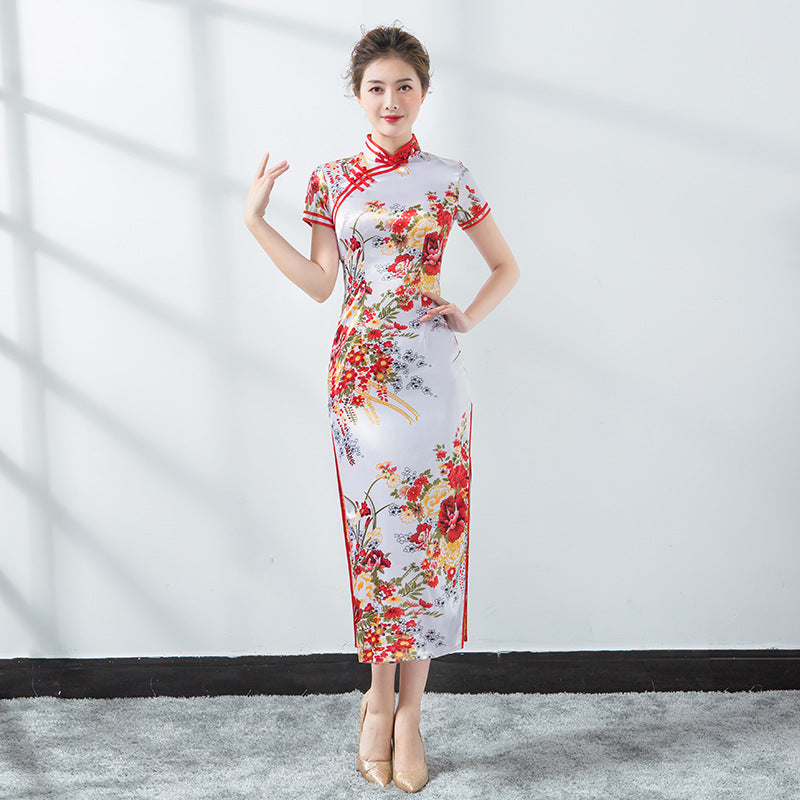 Plus Size Formal Fitted Midi Cheongsam Dress
