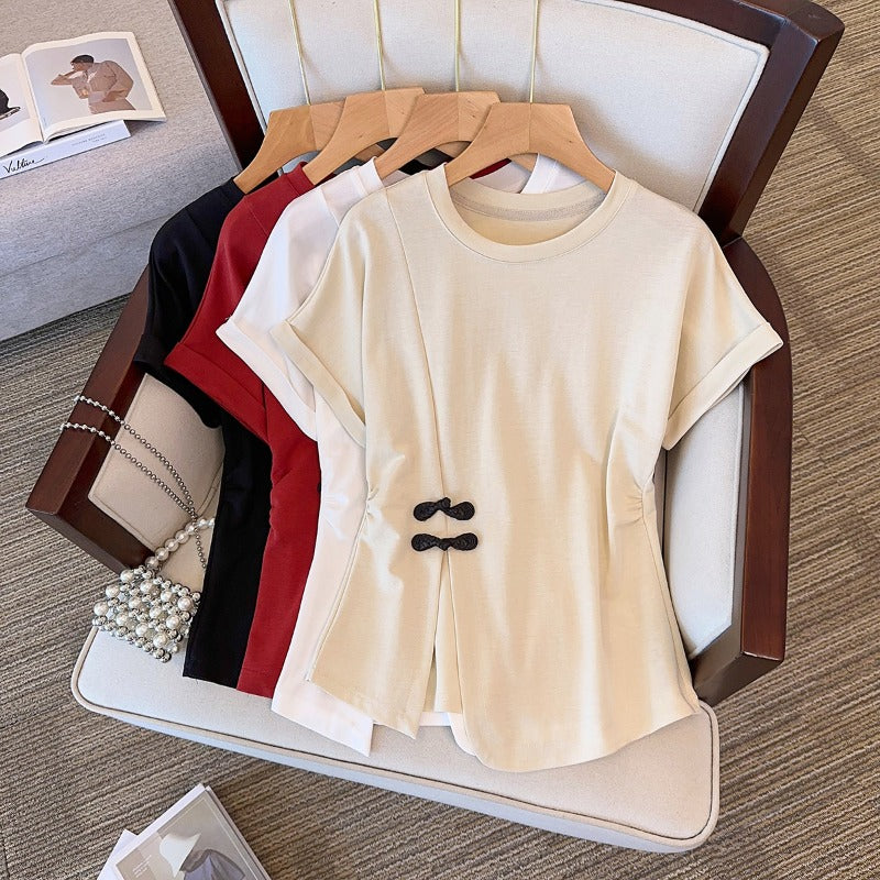Plus Size Solid Cheongsam T Shirt