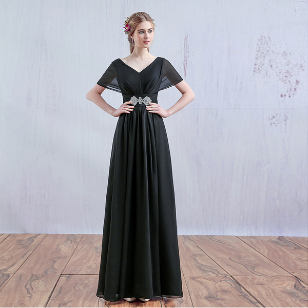 Plus Size Chiffon Empire Waist Short Sleeve Gown