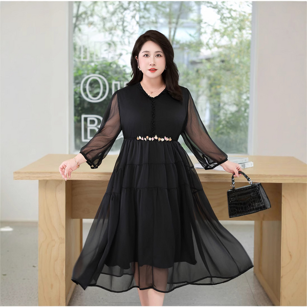 Plus Size Chiffon Floral Wedding Guest Dress (EXTRA BIG SIZE)
