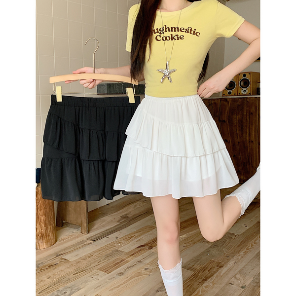 Plus Size Chiffon Tier Mini Skirt