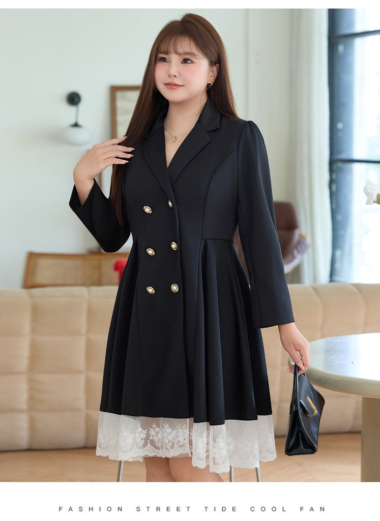 Plus Size Black Double-Breasted Blazer Dress (EXTRA BIG SIZE) Pluspreorder Plus Size Black Double-Breasted Blazer Dress (EXTRA BIG SIZE) Pluspreorder