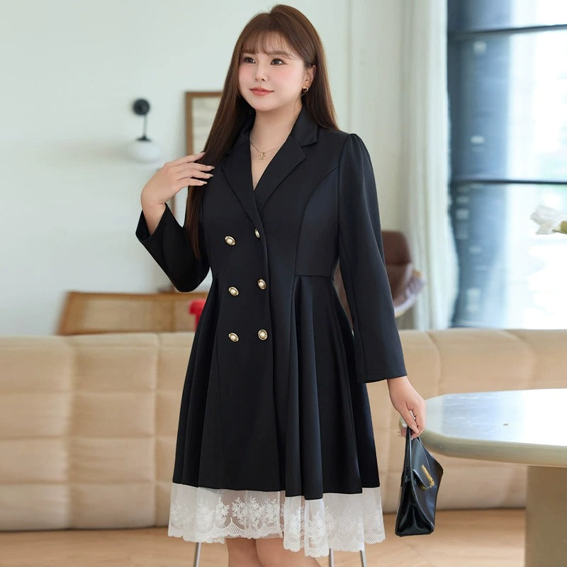 Plus Size Black Double-Breasted Blazer Dress (EXTRA BIG SIZE) – Pluspreorder