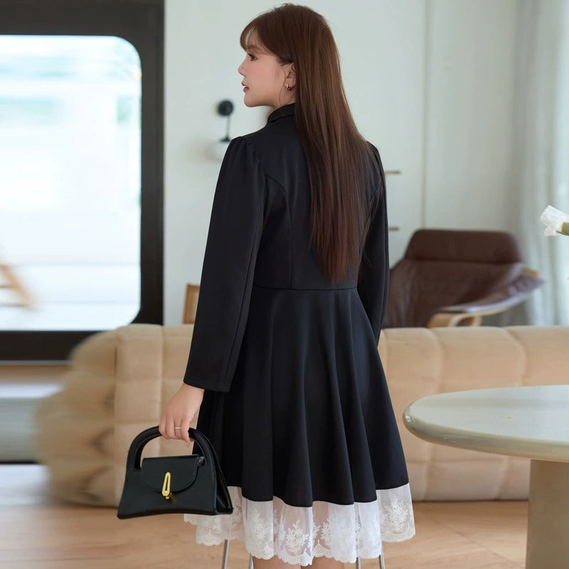 Plus Size Black Double-Breasted Blazer Dress (EXTRA BIG SIZE) – Pluspreorder
